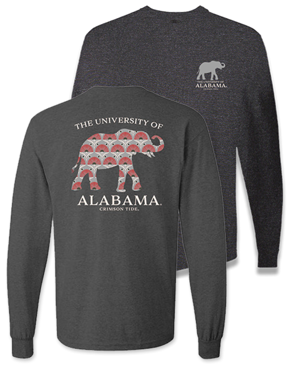 long sleeve charcoal bama ladies t-shirt with palms